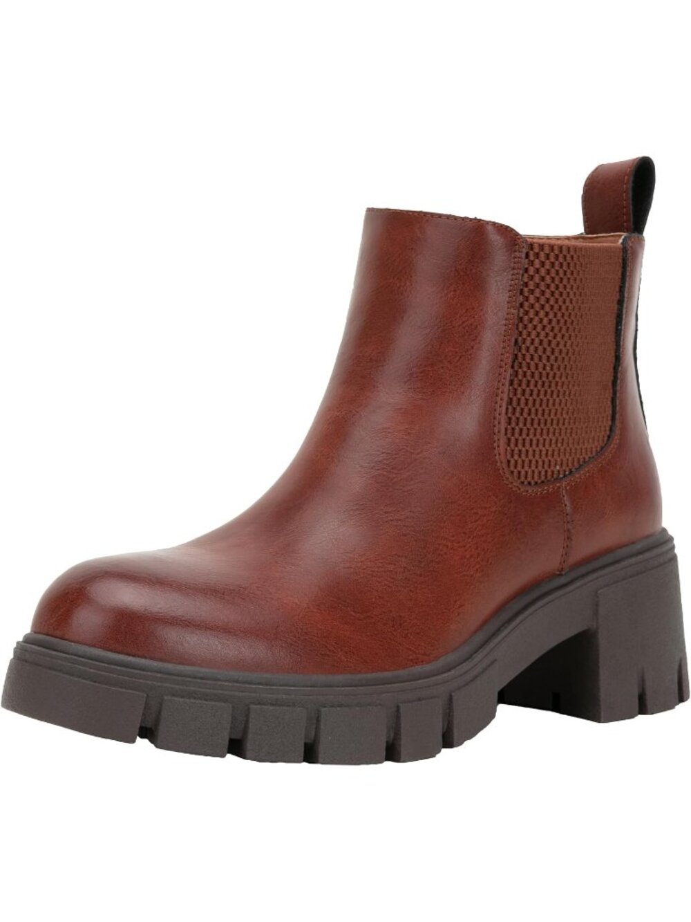 🆕Women's Dark Brown Chelsea Ankle Boots Chunky Platform Lug Sole Shoes